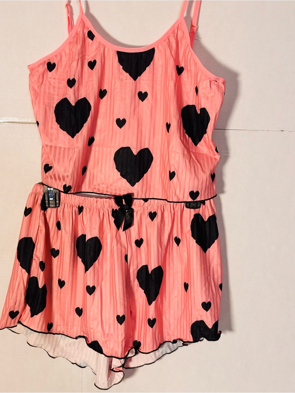 Pink Heart Print Romper